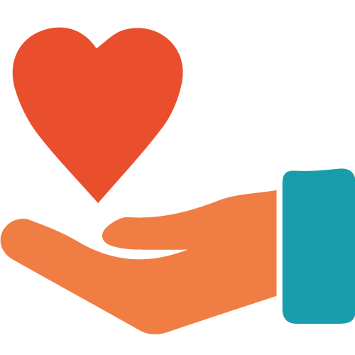Charity symbol of a hand holding a heart